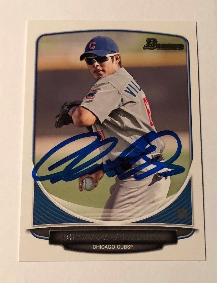CHRISTIAN VILLANUEVA SIGNED 2013 BOWMAN PROSPECT ROOKIE CARD AUTO