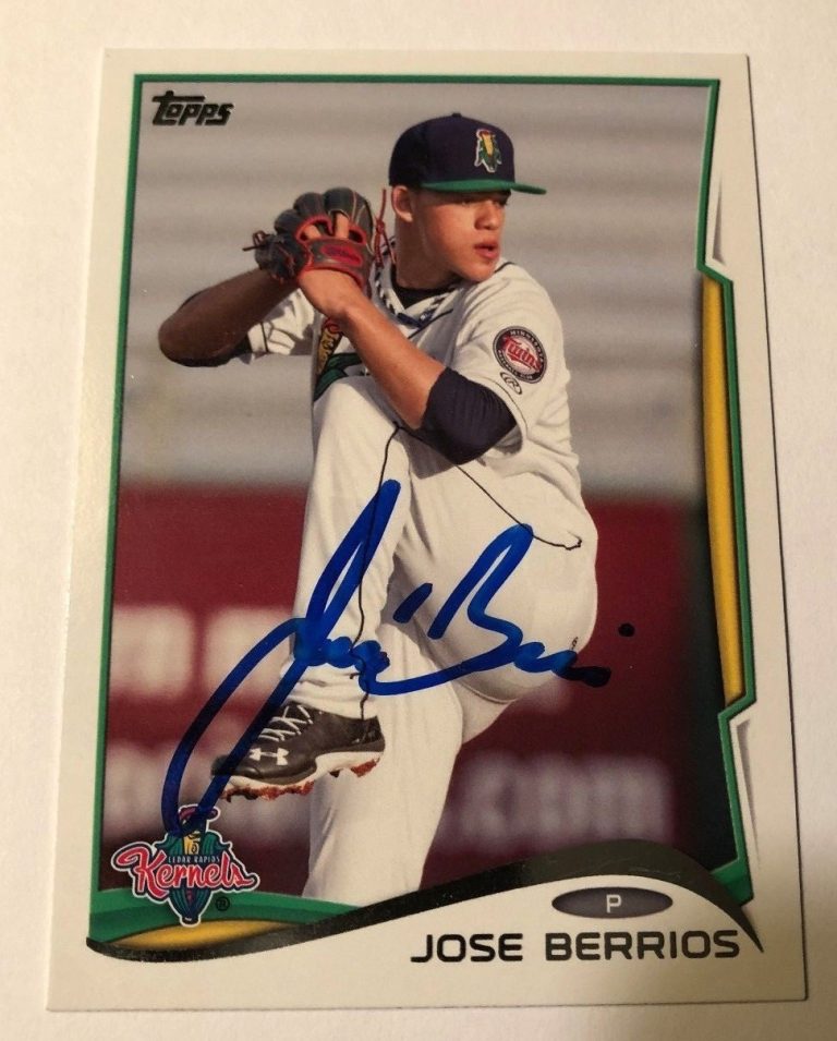 JOSE BERRIOS SIGNED 2014 TOPPS PRO DEBUT PROSPECT ROOKIE CARD AUTO