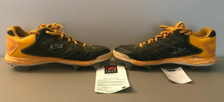 Austin Beck Signed Auto Autographed Game Used Cleats (PAIR) Onyx COA Athletics