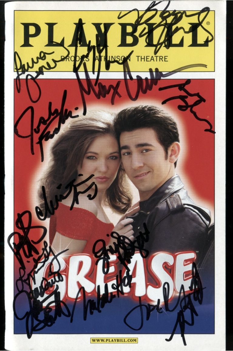 Osnes Crumm + Cast (x15) Signed Auto Autographed Grease Broadway Playbill COA A