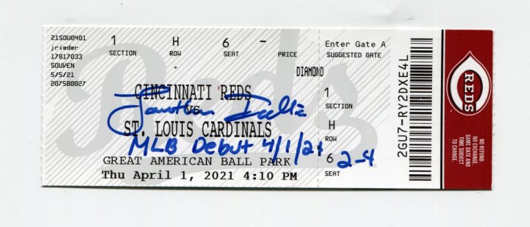 Jonathan India Signed Auto MLB Debut Ticket 4/1/2021 JSA W COA & Exclusive HOLO