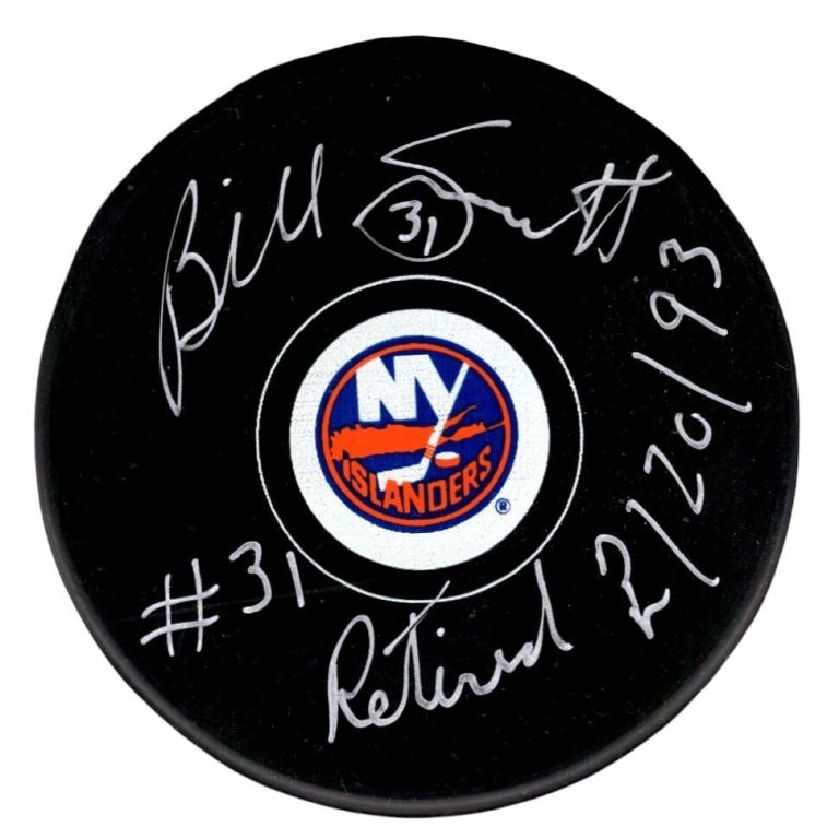 Billy Smith Signed New York Islanders Puck w/ #31 Retired 2/20/93 PSA ITP COA