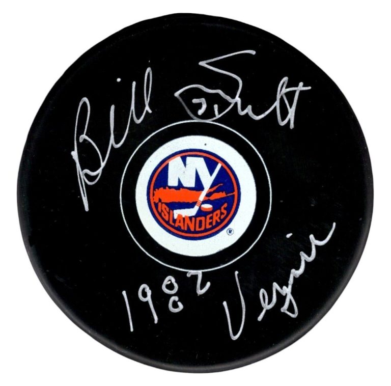 Billy Smith Signed New York Islanders Logo Puck w/ 1982 Vezina PSA ITP COA