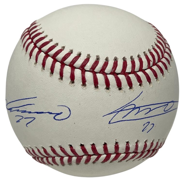 Vladimir Guerrero Jr & Sr Dual Signed Rawlings ROMLB Baseball PSA COA