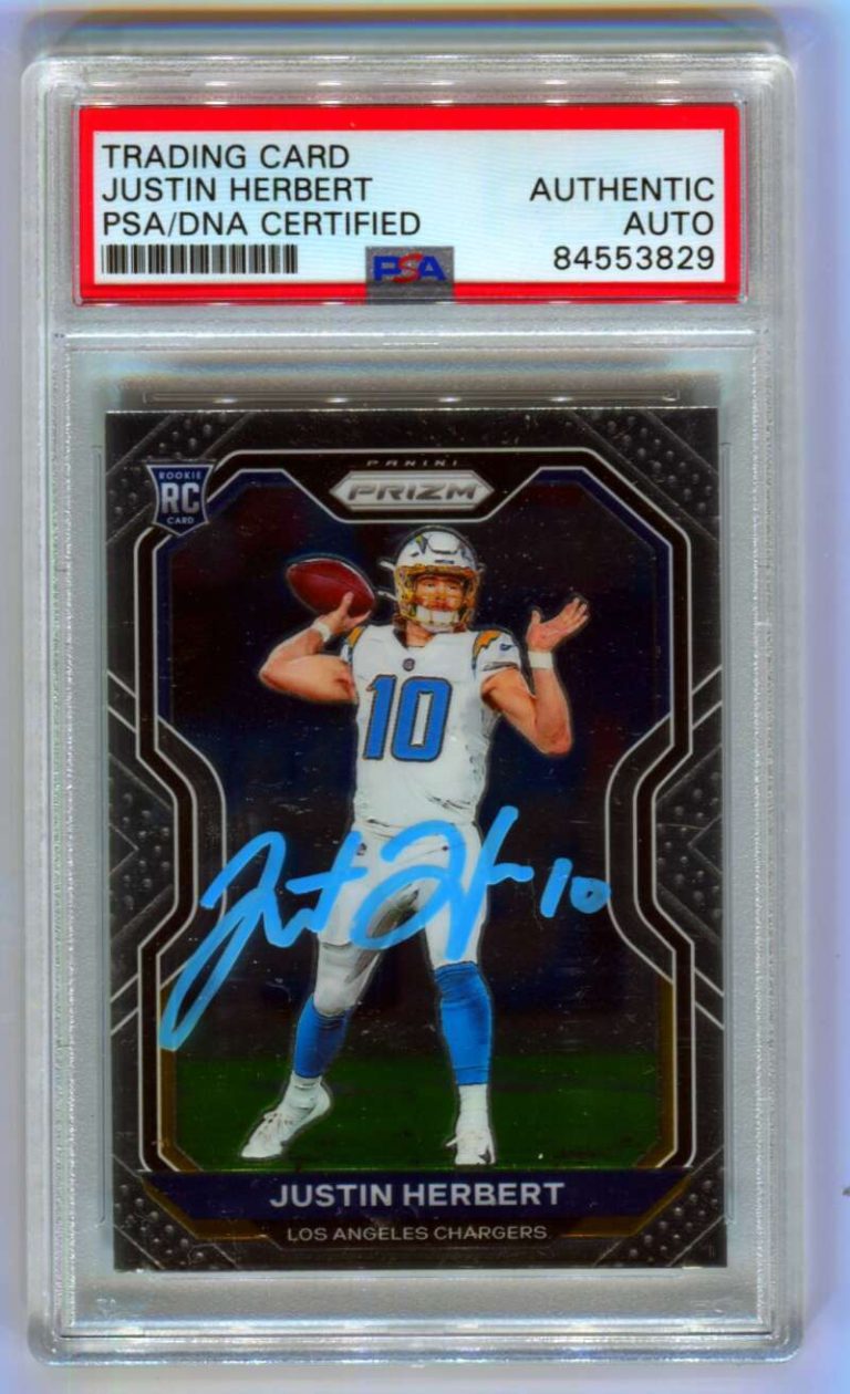 Justin Herbert 2020 Panini Prizm #325 Rookie RC Signed Auto PSA DNA Chargers
