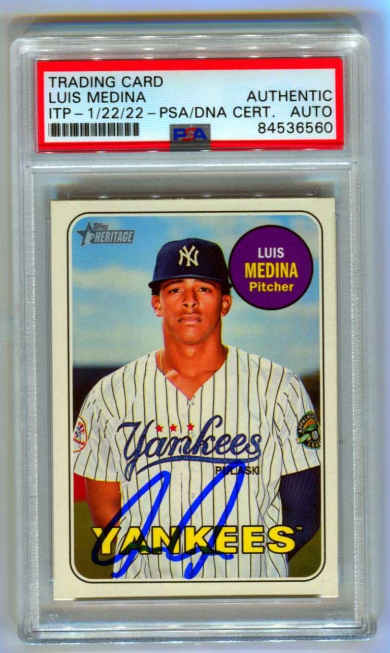 Luis Medina 2018 Topps Heritage Minors #60 RC Signed Auto PSA DNA Yankees A's