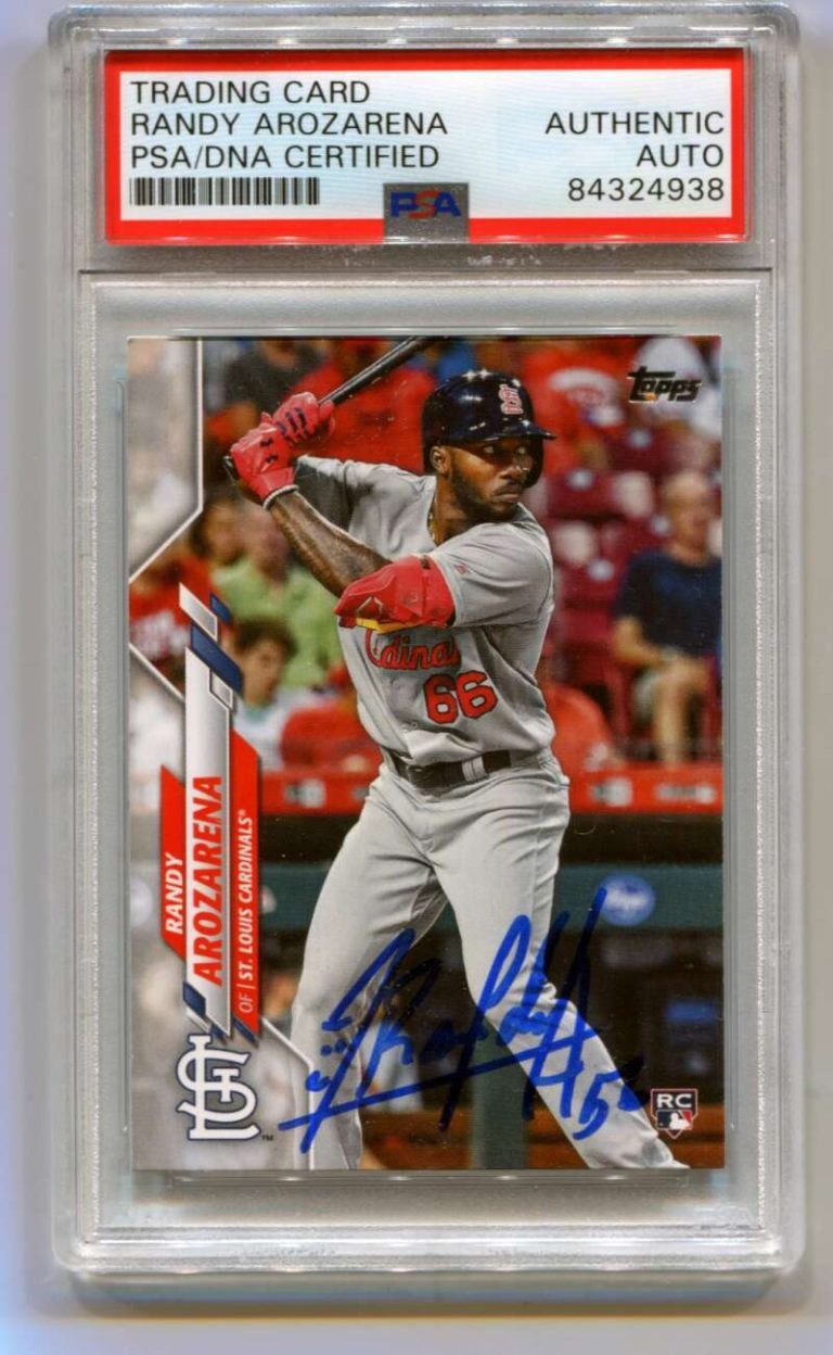Randy Arozarena 2020 Topps Series 1 #229 Rookie RC Signed Authentic Auto PSA DNA