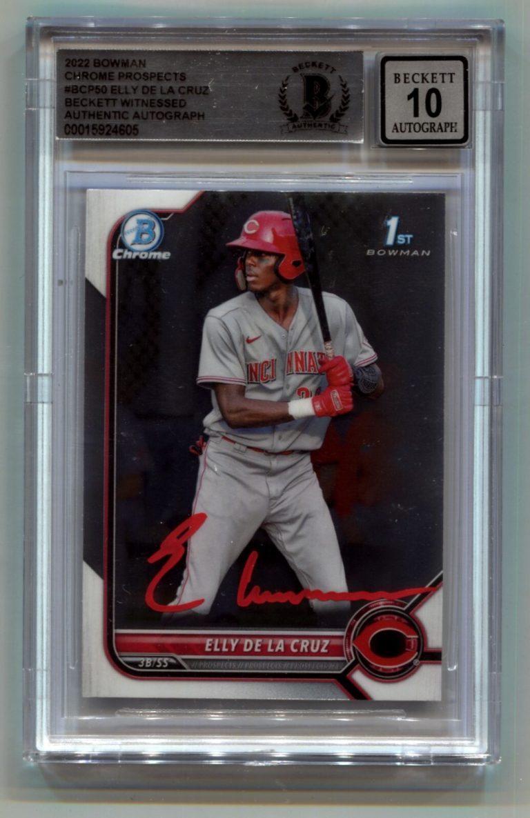 Elly De La Cruz 2022 Bowman Chrome 1st #BCP50 RC Signed Auto BGS 10 Reds