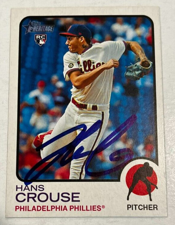 HANS CROUSE SIGNED 2022 TOPPS HERITAGE BASEBALL CARD AUTO