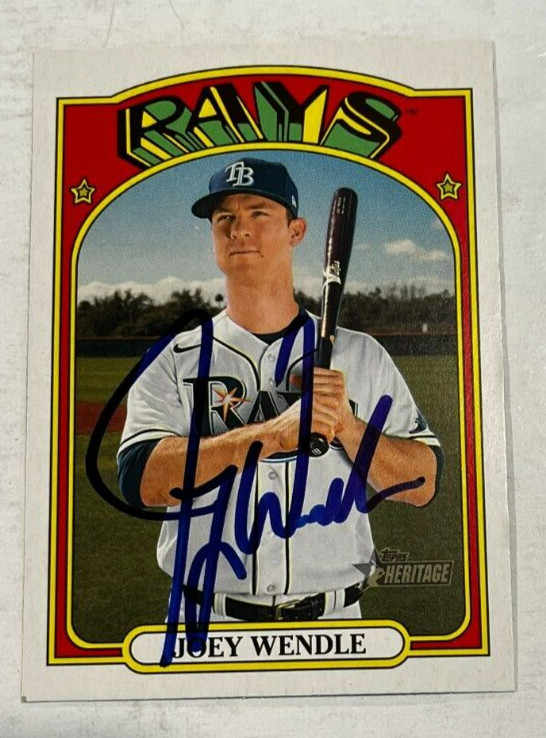 JOEY WENDLE SIGNED 2021 TOPPS HERITAGE BASEBALL CARD AUTO