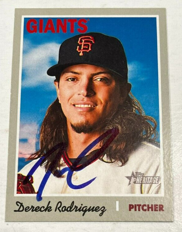 DERECK RODRIGUEZ SIGNED 2019 TOPPS HERITAGE BASEBALL CARD AUTO