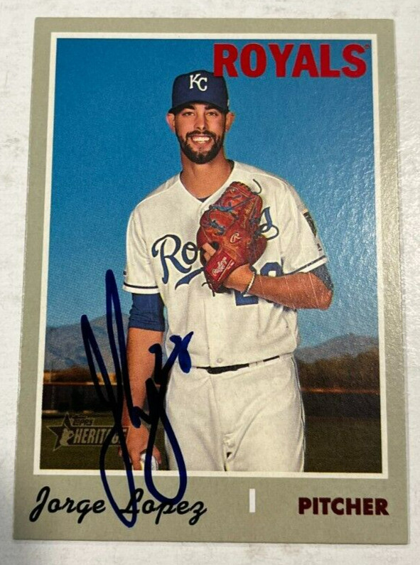 JORGE LOPEZ SIGNED 2019 TOPPS HERITAGE BASEBALL CARD AUTO