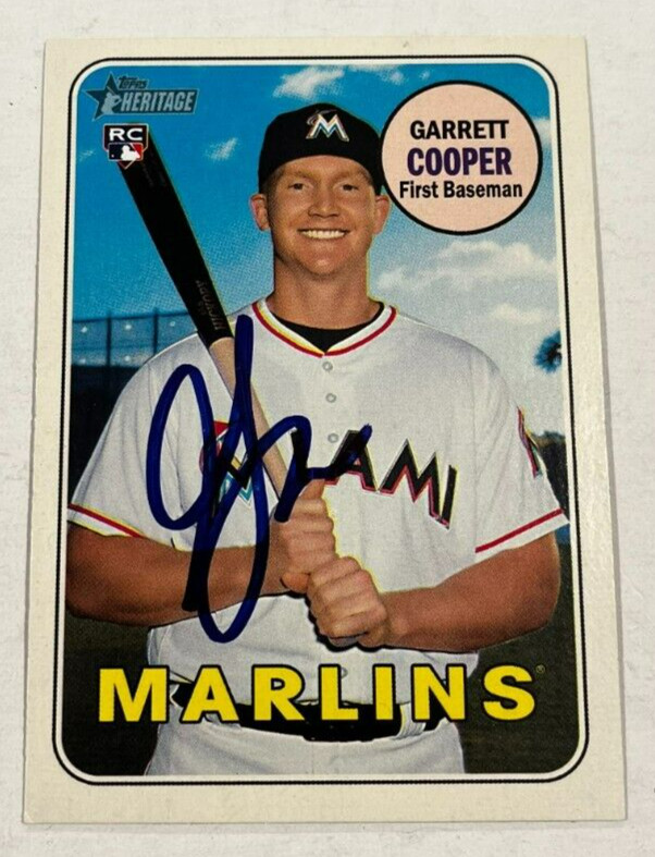 GARRETT COOPER SIGNED 2018 TOPPS HERITAGE BASEBALL CARD AUTO