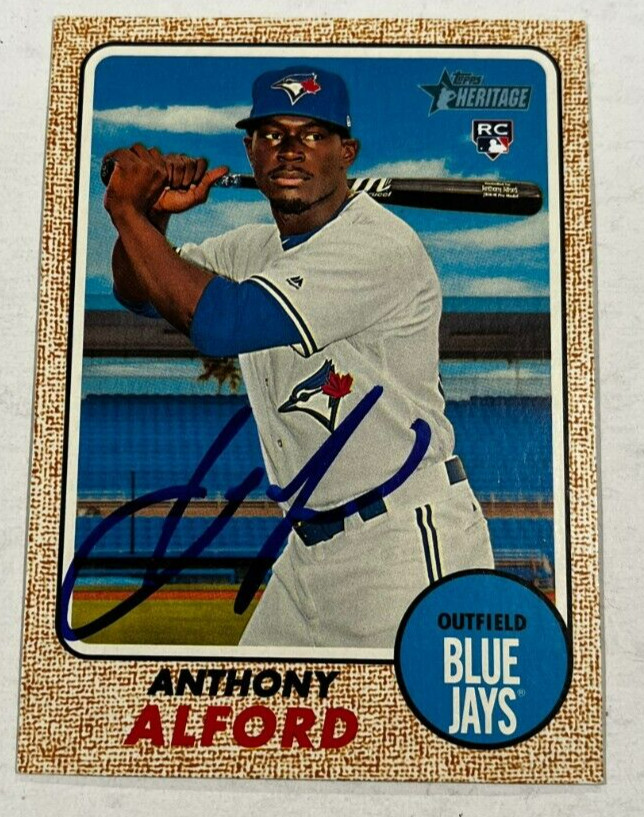 ANTHONY ALFORD SIGNED 2017 TOPPS HERITAGE BASEBALL CARD AUTO