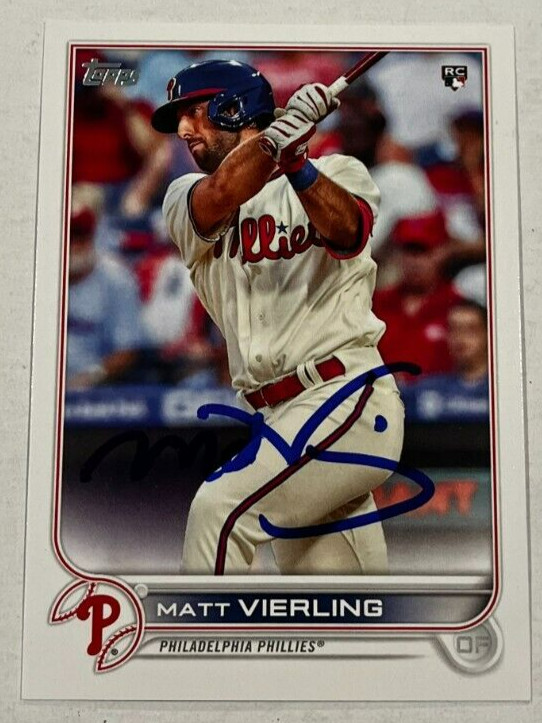 MATT VIERLING SIGNED 2022 TOPPS BASEBALL CARD AUTOGRAPH AUTO