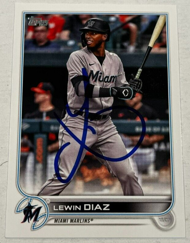 LEWIN DIAZ SIGNED 2022 TOPPS BASEBALL CARD AUTOGRAPH AUTO