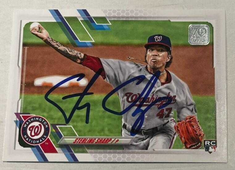 STERLING SHARP SIGNED 2021 TOPPS BASEBALL CARD AUTOGRAPH AUTO