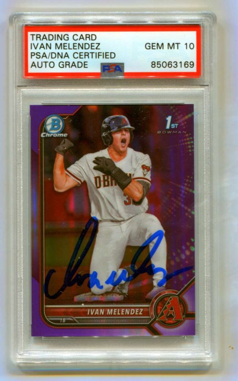 Ivan Melendez 2022 Bowman Chrome Draft Purple Refractor /250 Signed PSA 10 Auto