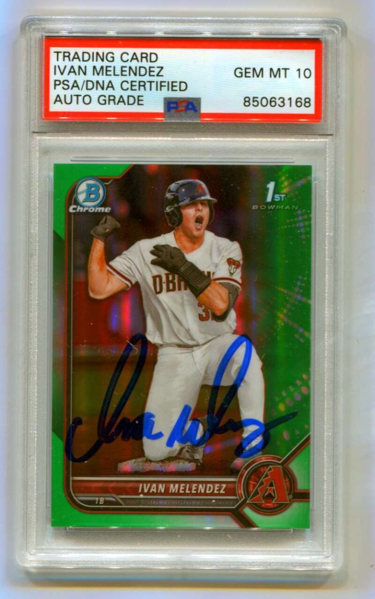 Ivan Melendez 2022 Bowman Chrome Draft Green Refractor /99 Signed PSA 10 Auto