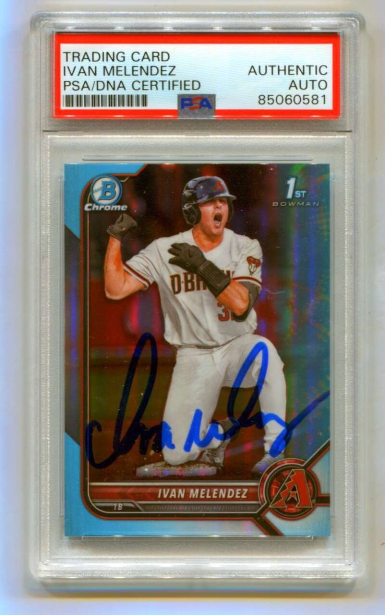 Ivan Melendez 2022 Bowman Chrome Draft 1st Sky Blue Refractor Signed PSA Auto