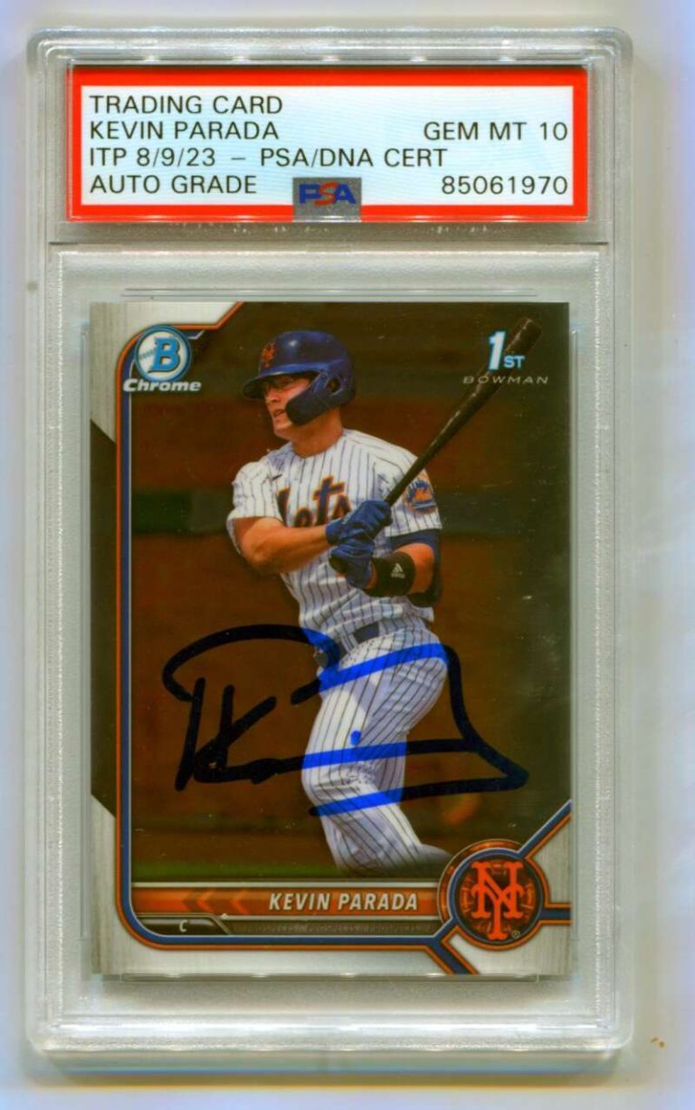 Kevin Parada 2022 Bowman Chrome Draft #BDC-47 1st Prospect RC Signed PSA 10 Auto