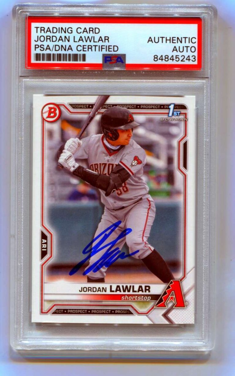 Jordan Lawlar 2021 Bowman Draft Paper 1st Prospect Signed PSA Authentic Auto