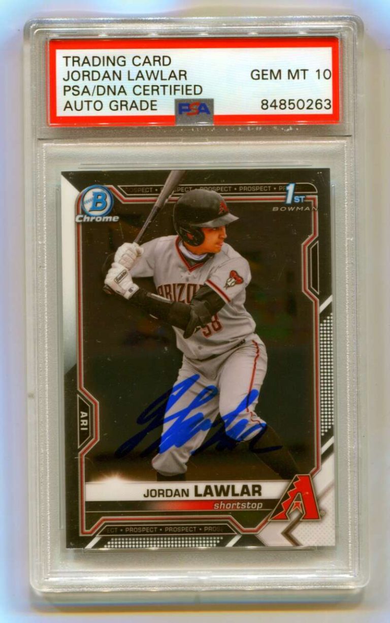 Jordan Lawlar 2021 Bowman Chrome Draft 1st Prospect Signed PSA 10 Auto DBacks