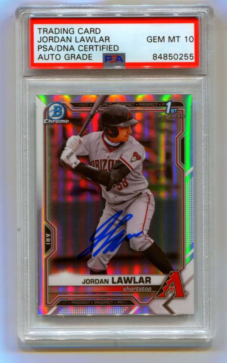 Jordan Lawlar 2021 Bowman Chrome Draft 1st Refractor Signed PSA 10 Auto DBacks