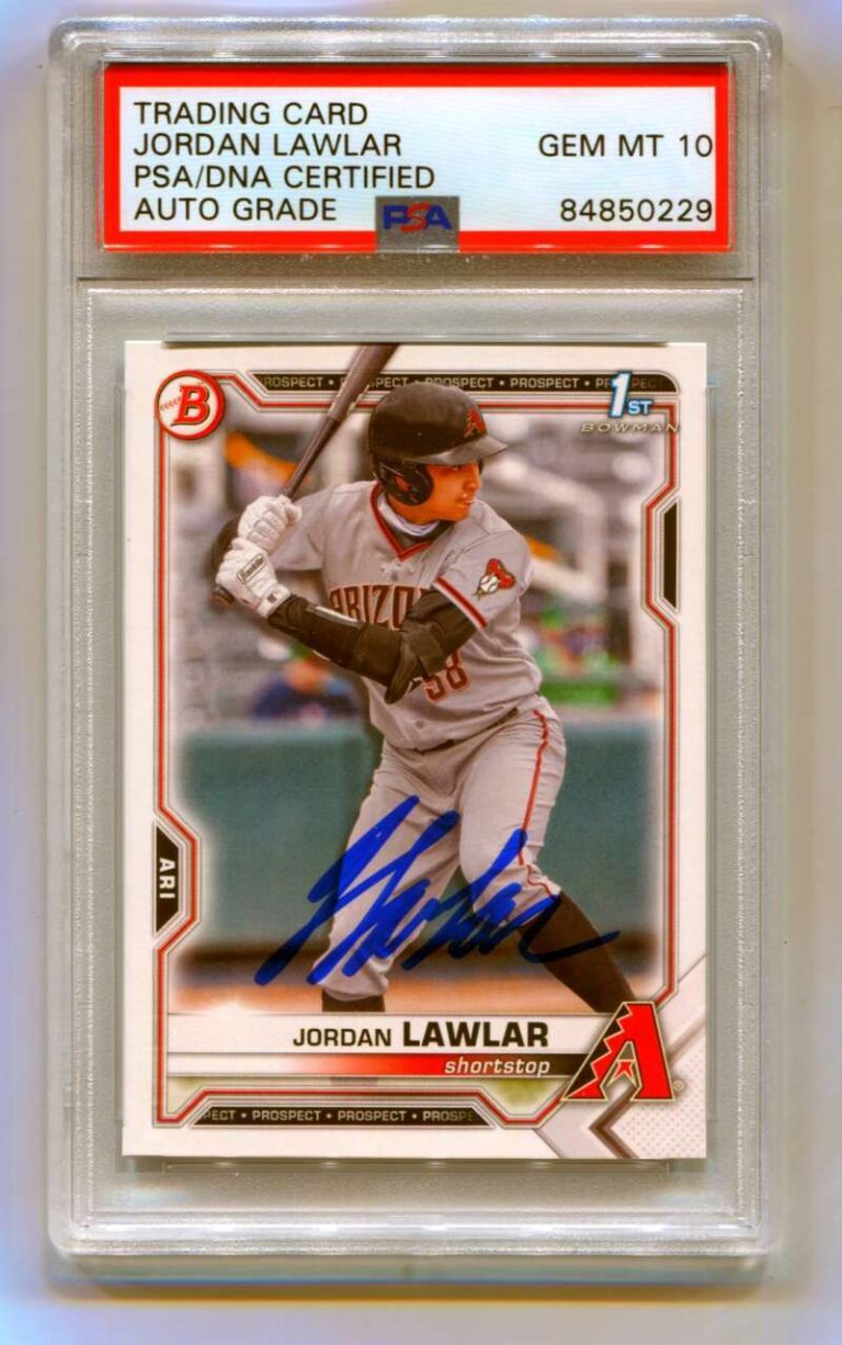 Jordan Lawlar 2021 Bowman Draft Paper 1st Prospect Signed PSA 10 Auto DBacks