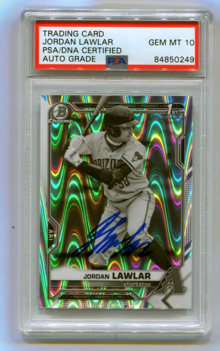 Jordan Lawlar 2021 Bowman Chrome Draft Black White RayWave Signed PSA 10 Auto