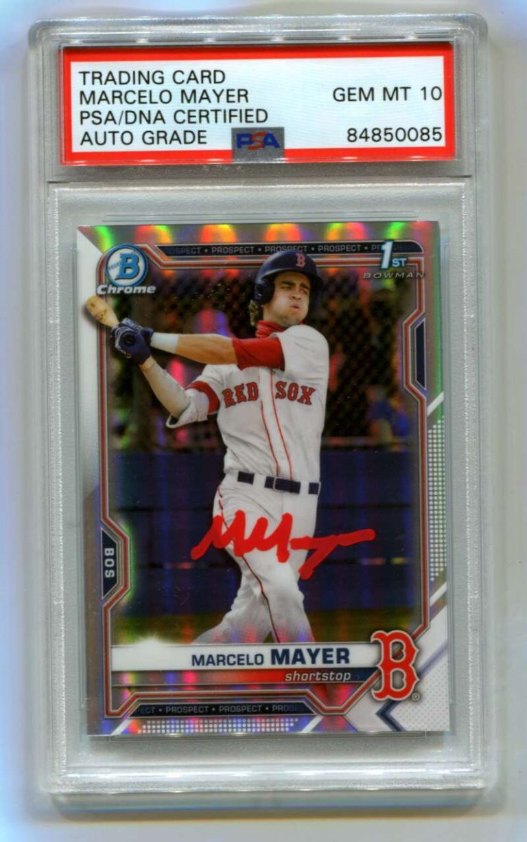 Marcelo Mayer 2021 Bowman Chrome Draft 1st Refractor Signed PSA 10 Auto Red Sox
