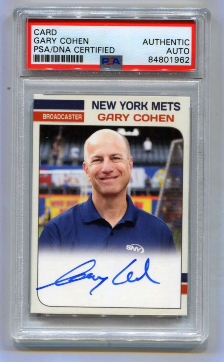Gary Cohen SNY Broadcaster Custom Card Signed On-Card PSA Authentic Auto Mets