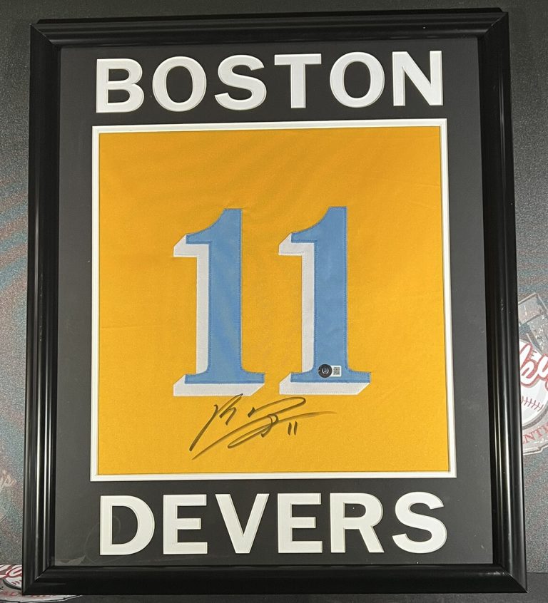 Rafael Devers Signed Framed Custom Jersey Boston Red Sox Beckett BAS COA