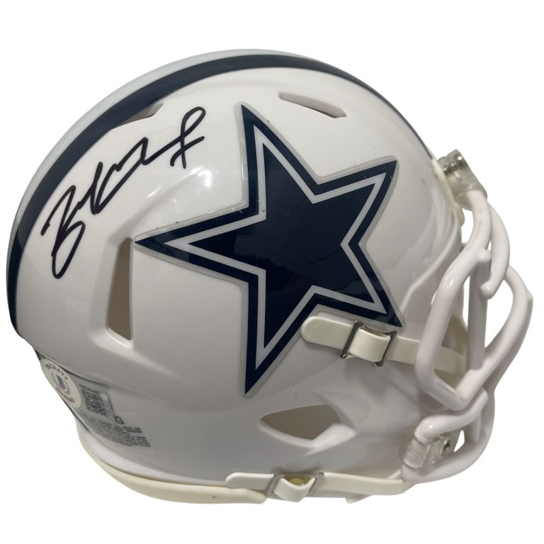 Zack Martin Signed Dallas Cowboys Alt White Mini Helmet Beckett Witness BAS COA
