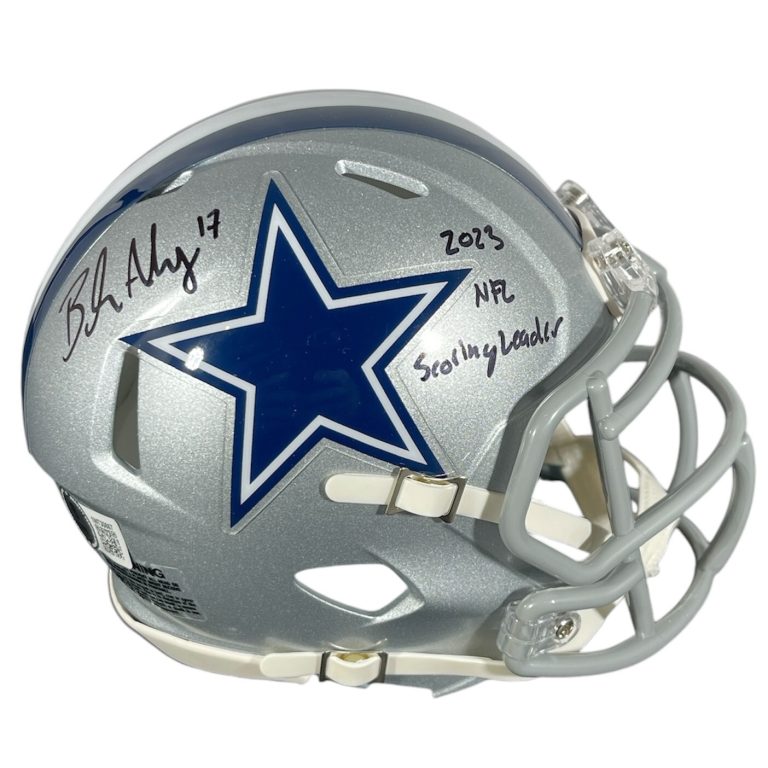 Brandon Aubrey Signed Cowboys Mini Helmet w/ Scoring Leader Beckett Wit BAS COA