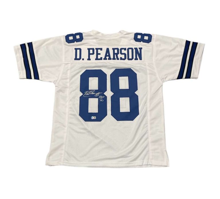 Drew Pearson Signed Cowboys White Custom Jersey w/ HOF 21 Beckett Wit BAS COA