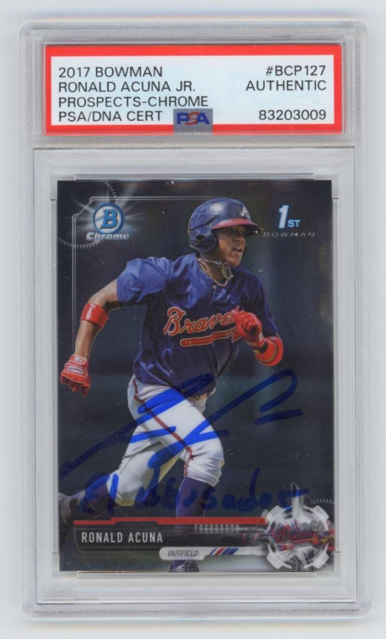 Ronald Acuna Jr 2017 Bowman Chrome #BCP-127 1st RC Signed Auto PSA DNA w/ Insc.