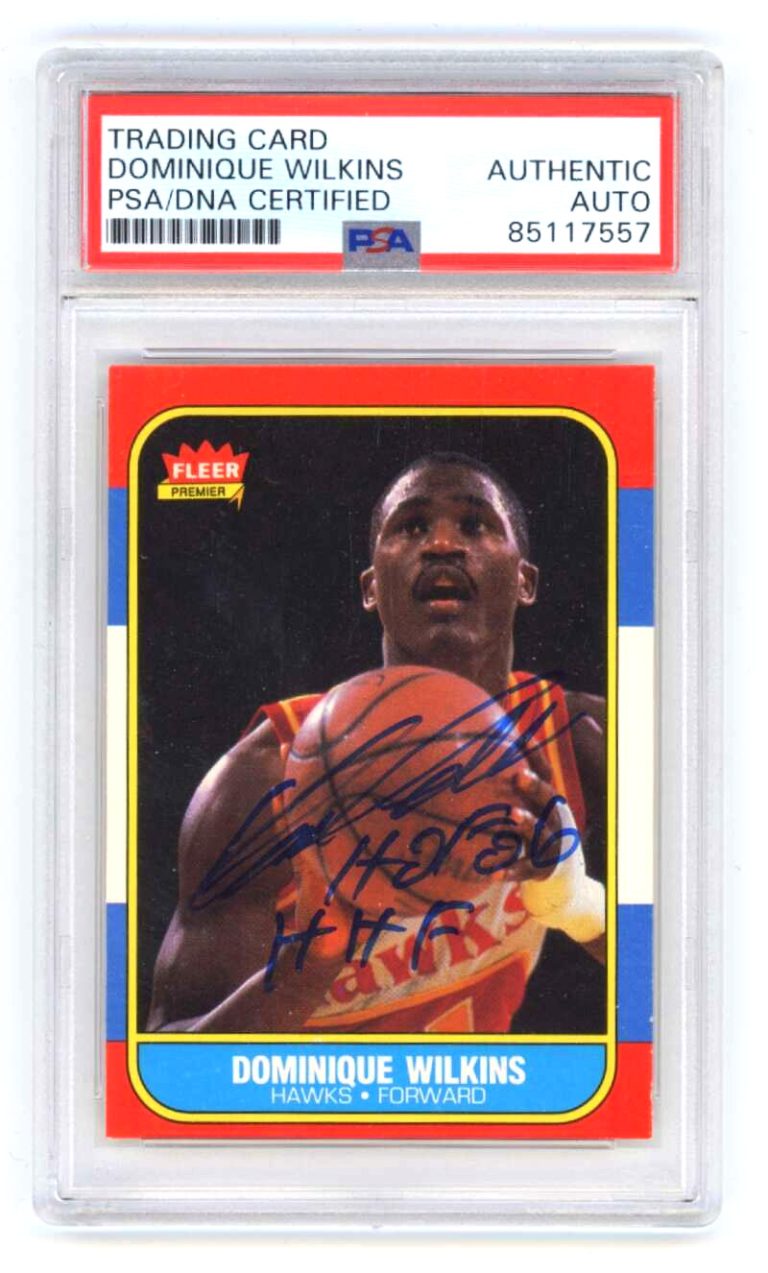 Dominique Wilkins 1986-87 Fleer #121 Rookie RC 2 Insc Signed Auto PSA Authentic