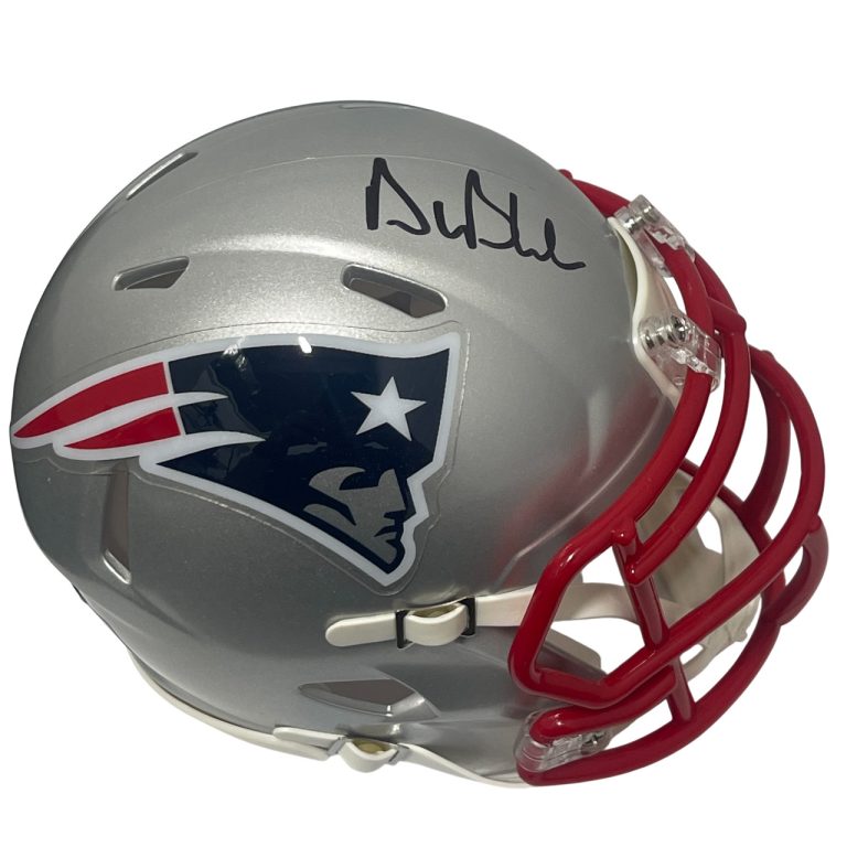 Drew Bledsoe Signed New England Patriots Speed Mini Helmet Beckett Wit BAS COA