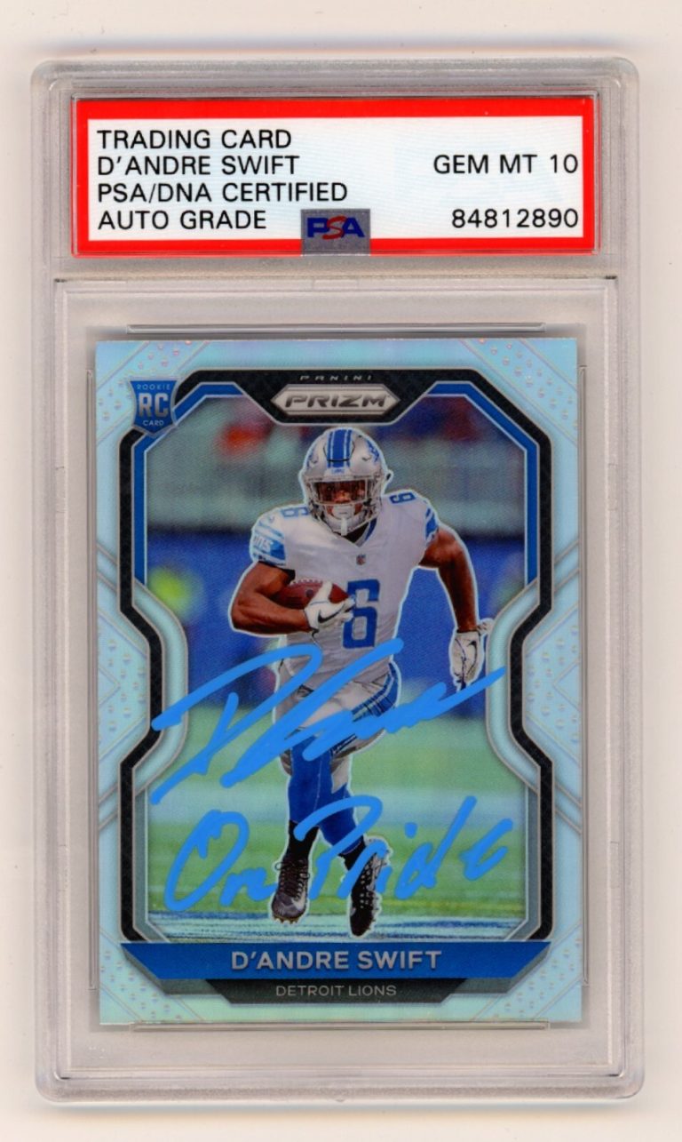 D'Andre Swift 2020 Panini Prizm 358 Silver RC Signed PSA 10 Auto One Pride Insc.