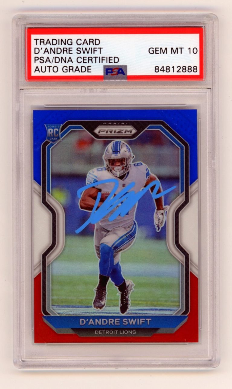 D'Andre Swift 2020 Panini Prizm #358 Red White Blue RWB RC Signed PSA 10 Auto