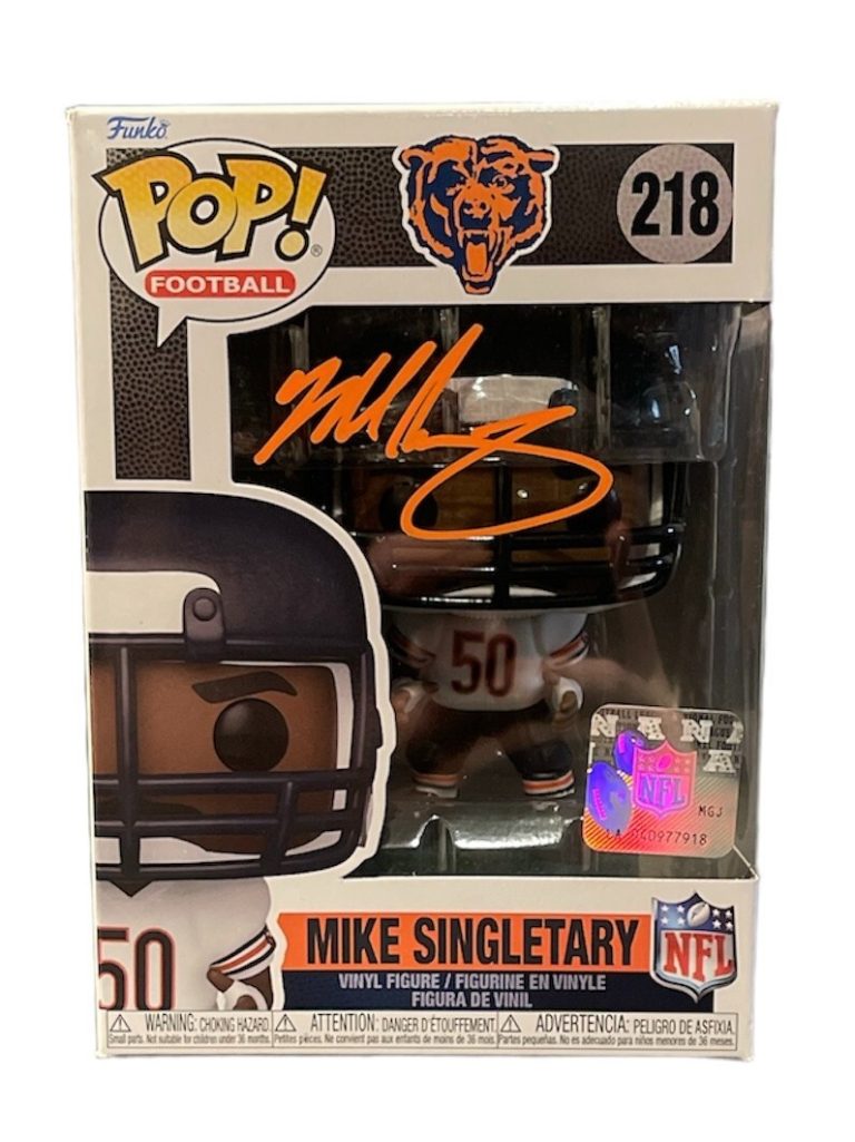 Mike Singletary Signed Auto Bears Funko Pop #218 Beckett Witness BAS COA