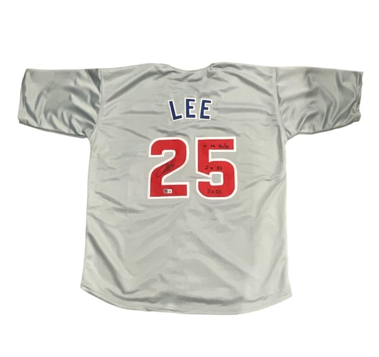 Derrek Lee Signed Chicago Cubs Custom Jersey w/ 3 Insc Beckett Witness BAS COA