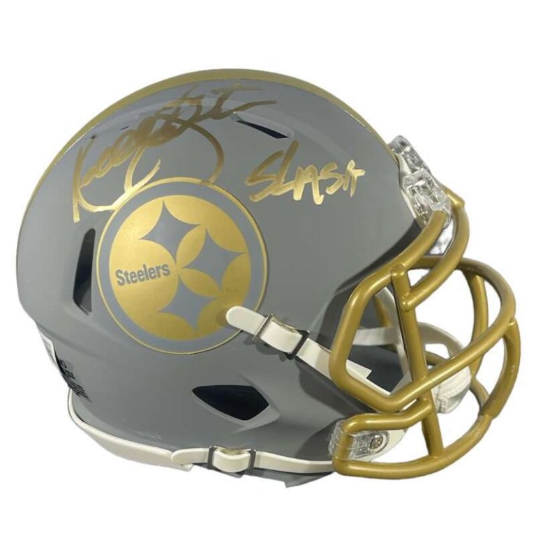 Kordell Stewart Signed Pittsburgh Steelers Slate Mini Helmet w/ Slash BAS COA