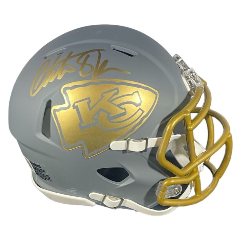 Christian Okoye Signed Kansas City Chiefs Slate Mini Helmet Beckett Wit BAS COA
