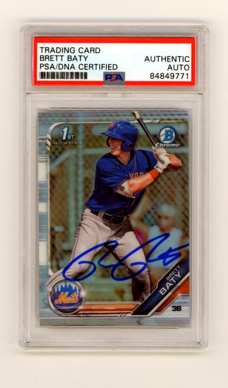 Brett Baty 2019 Bowman Chrome Draft 1st Refractor Signed Authentic PSA Auto Mets