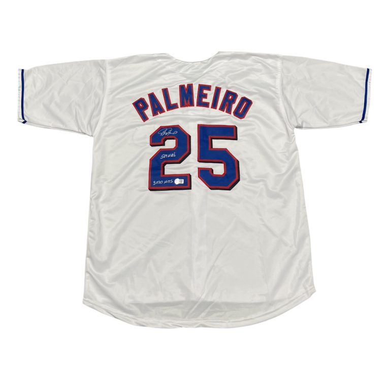 Rafael Palmeiro Signed Rangers Custom Jersey w/ 569 3020 Beckett Wit BAS COA