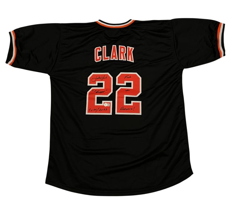Jack Clark Signed SF Giants Custom Jersey w/ 4 Ins F**k LAD Beckett W BAS COA B