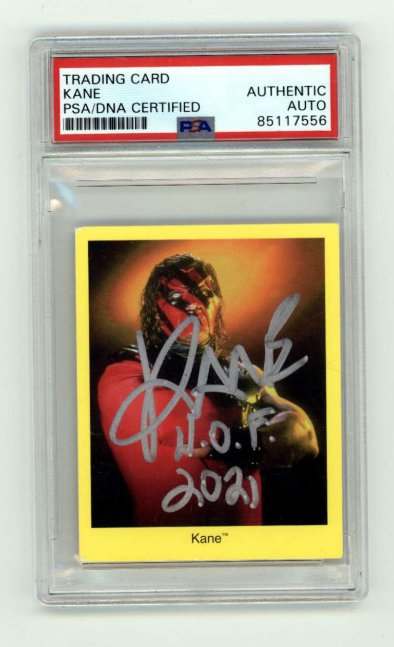 Kane 1998 WWF Cardinal #63 Rookie RC w/ HOF 2021 Insc. Signed PSA Authentic Auto