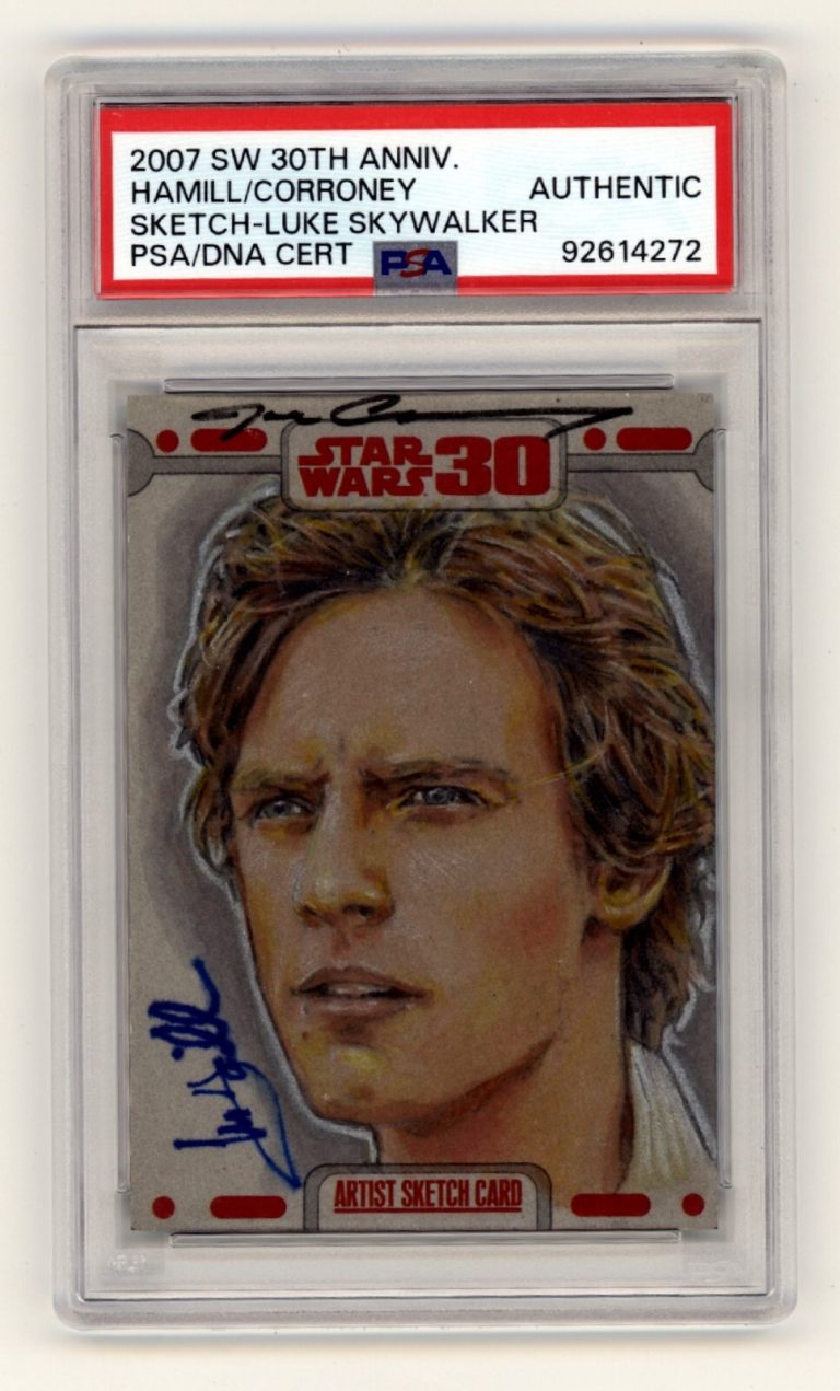 Mark Hamill Signed 2007 Topps Star Wars 30th Sketch by Joe Corroney PSA Auto 1/1
